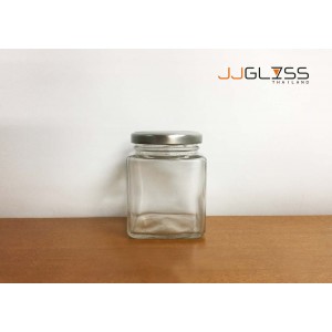 280 ML. Glass Bottle Cover Silver - Wide Mouth Glass Jar, Cover Silver (280 ml.)